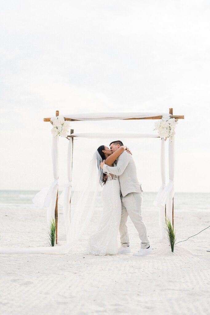 first kiss wedding at the beach 