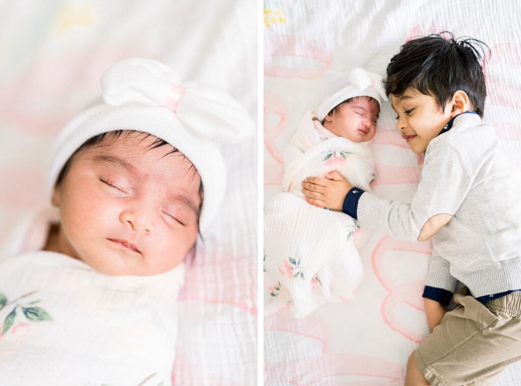 brother and sister In-Home Newborn Session