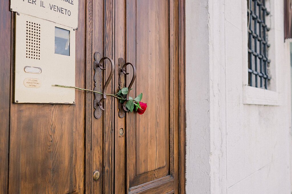 rose locking door in venice italy 